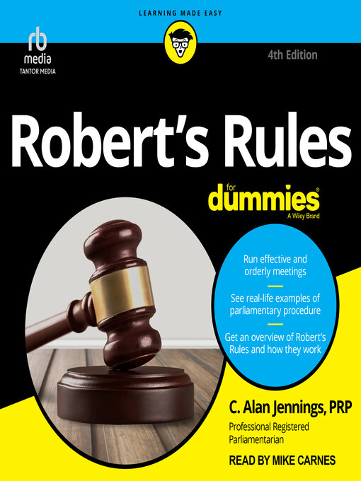 Title details for Robert's Rules For Dummies by C. Alan Jennings, PRP - Wait list